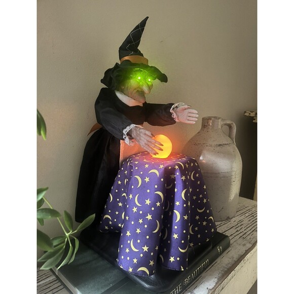 Vintage 1994 GEMMY Animated Fortune Teller Witch Halloween Motionette W Orig Box - Picture 5 of 10